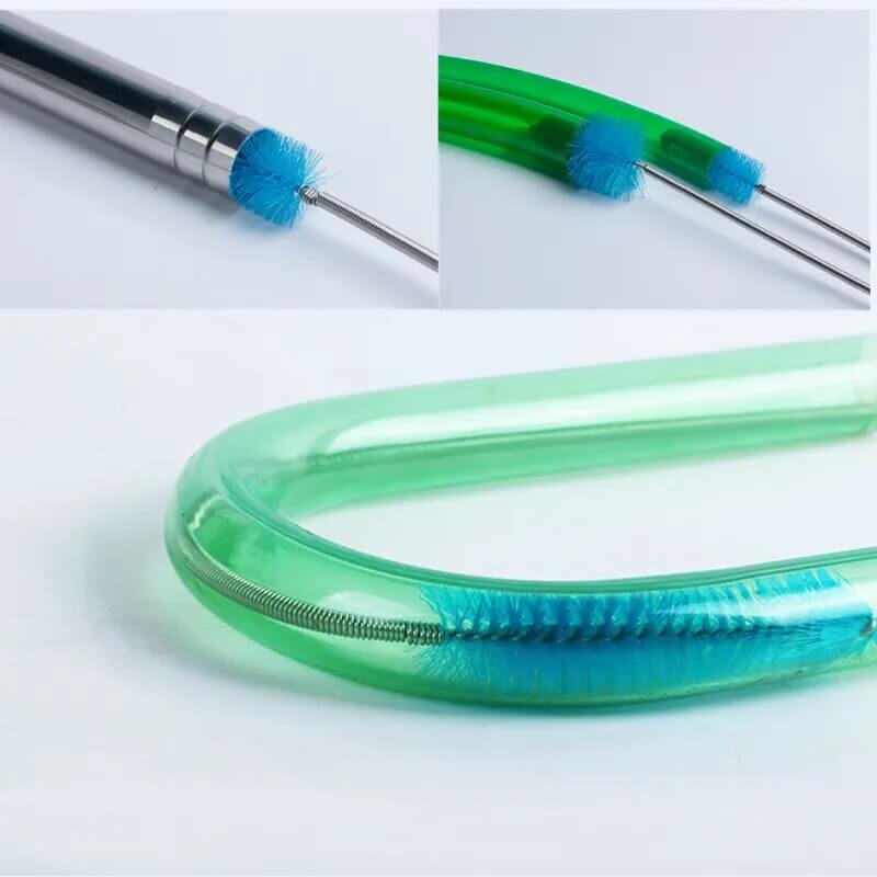 Aquarium Cleaning Brush Stainless Steel Flexible Bent Tube