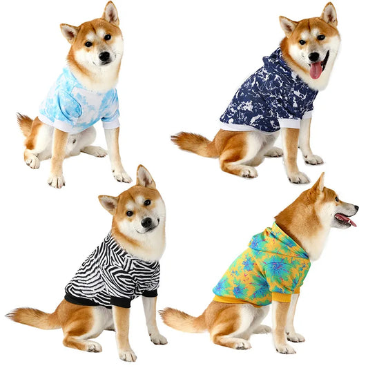 velvet hooded tie-dye dog sweatshirt